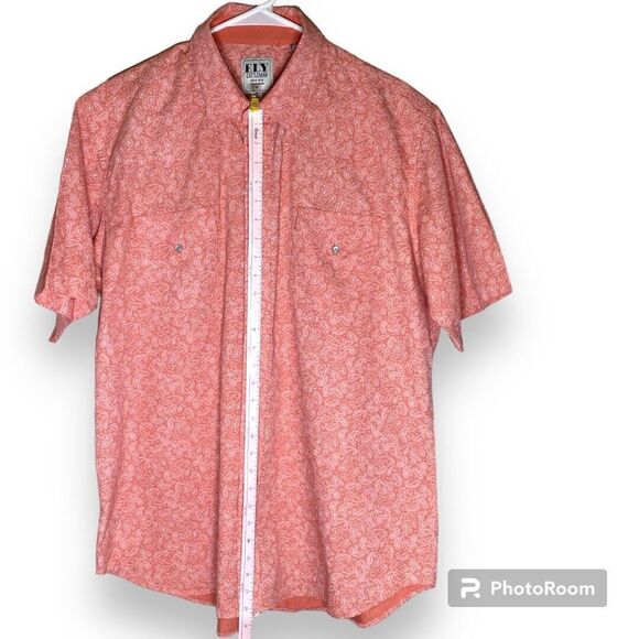 Ely Cattleman Western pearl snap shirt Orange size XL Spring Easter - Picture 3 of 7